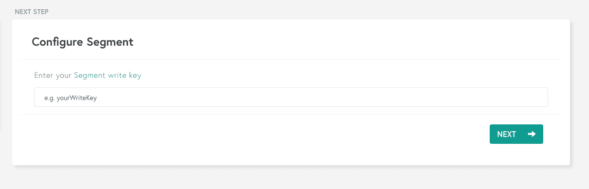 Configure Segment by entering the write key and clicking Next.