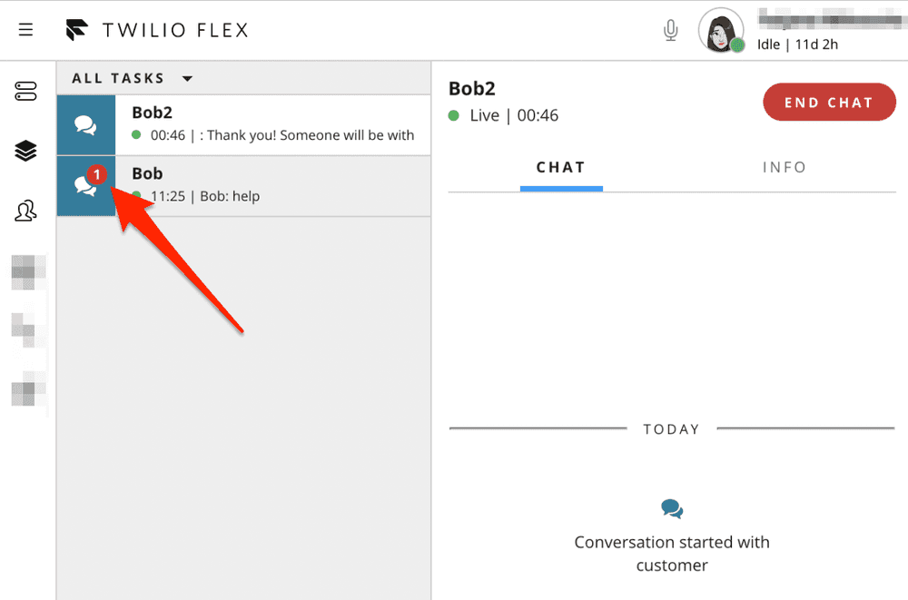 New unread messages sidenav badge.