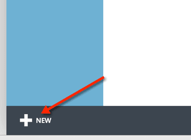 Red arrow pointing to 'New' button with plus sign.