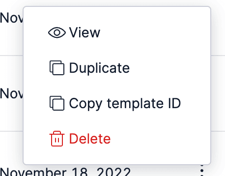 Delete Template option.