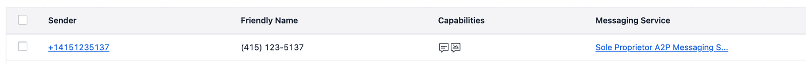 new number associated with service.