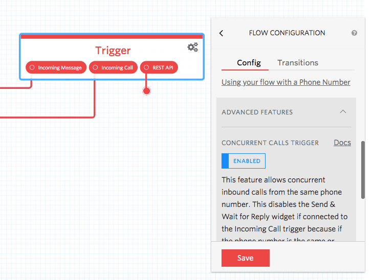 Flow configuration showing a sample Flow with trigger and gather steps.