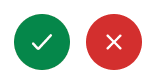 Green check mark and red cross icons for task status.