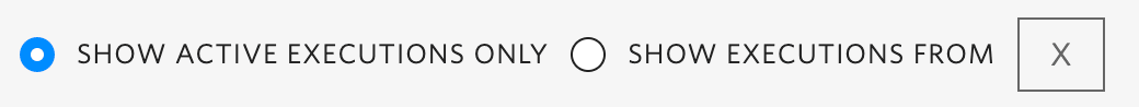 Filter bar with options for active executions and execution history.