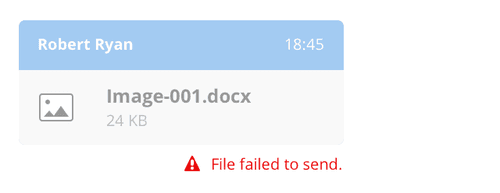 Error message: File '-001.docx' failed to send at 18:45.