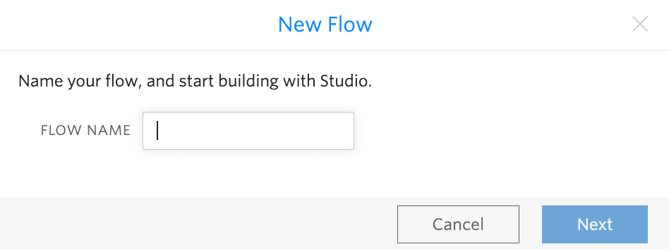 New Flow selection with options for starting from scratch, appointment reminders, IVR, and messaging chatbot.