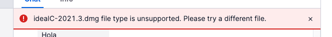 Error message: idealC-2021.3.dmg file type is unsupported.