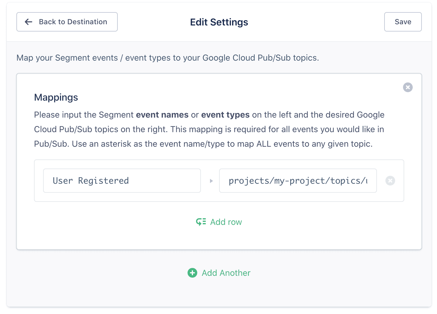 track event mapping.