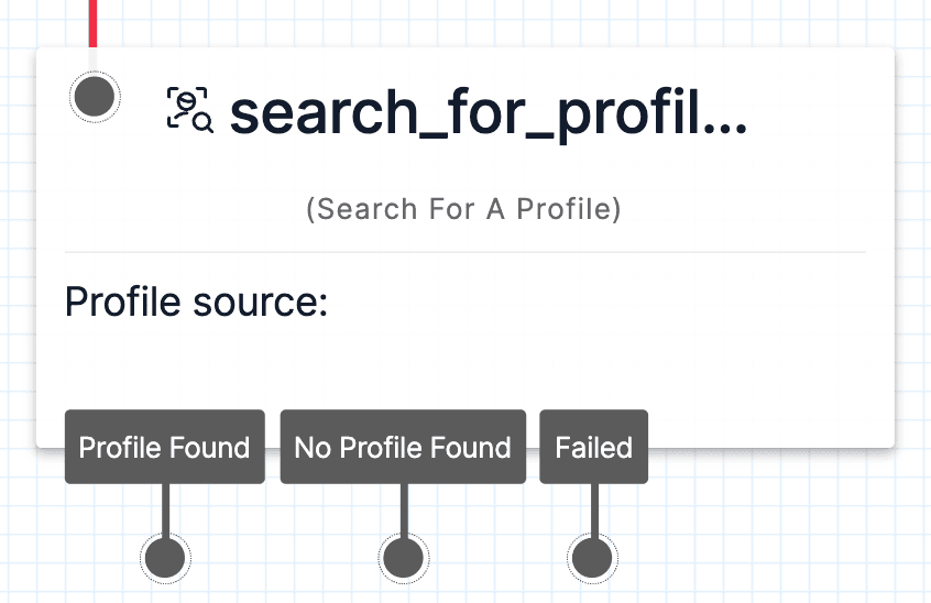 Search for a profile widget with options: Profile Found, No Profile Found, Failed.