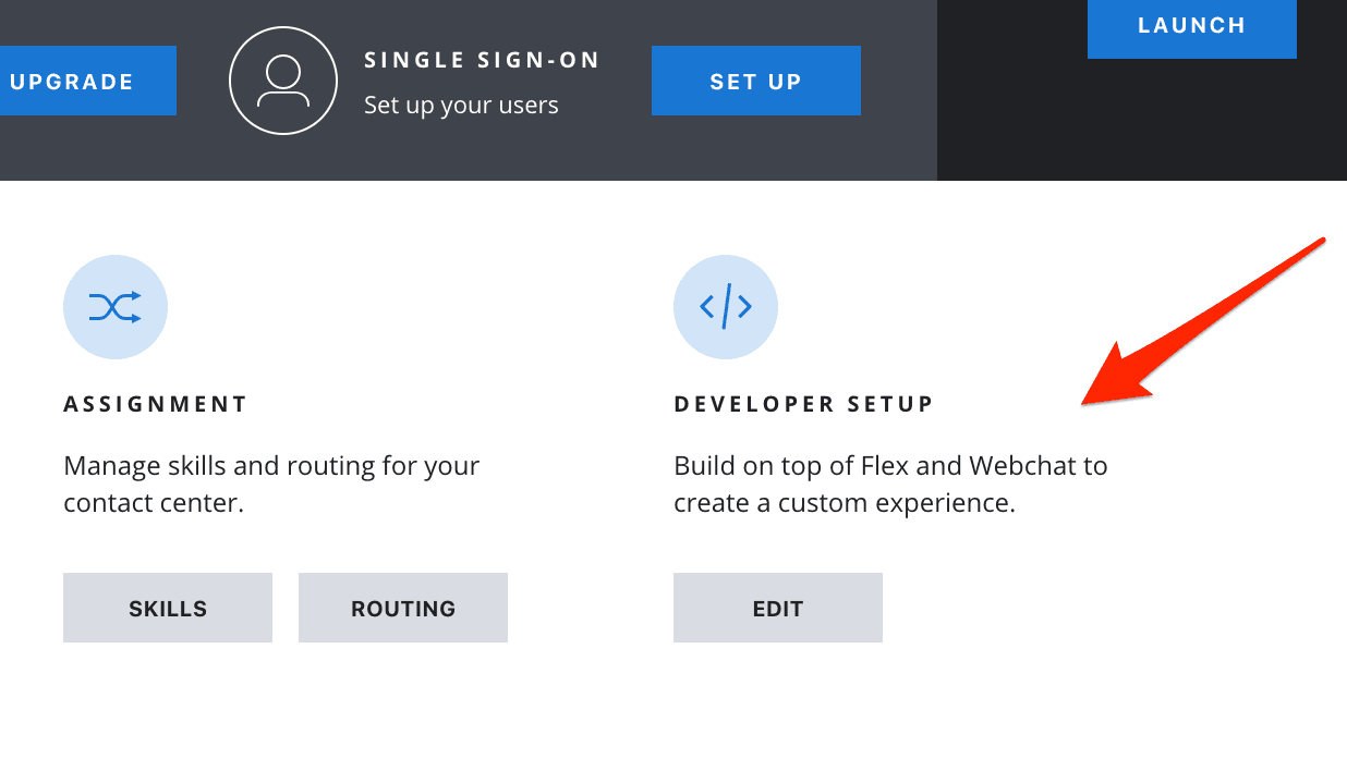 Developer setup for building on Flex and Webchat to create custom experiences.