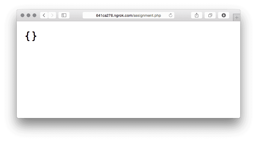 Empty JSON response from ngrok URL in browser window.
