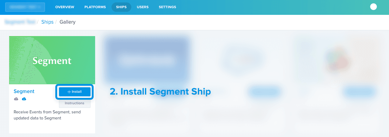 Install Segment Ship button highlighted on ships gallery page.