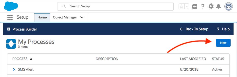 Salesforce process builder for posting Twilio SMS to Chatter group with message field details.