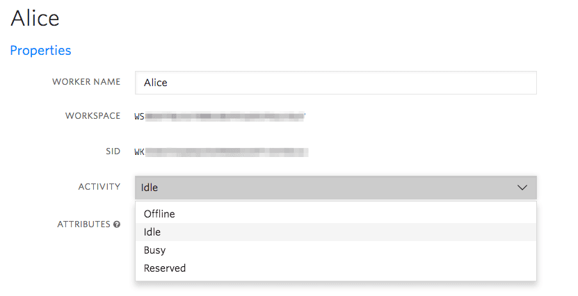 Alice's activity status set to Idle in Customer Care Center workspace.