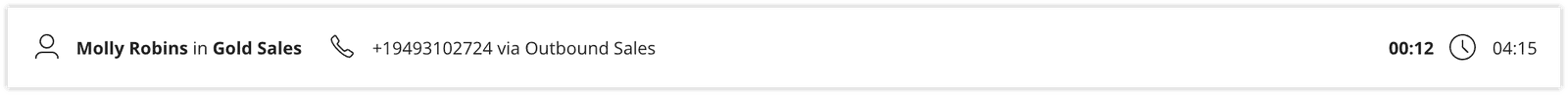 Call with Molly Robins in Gold Sales, duration 4:15.