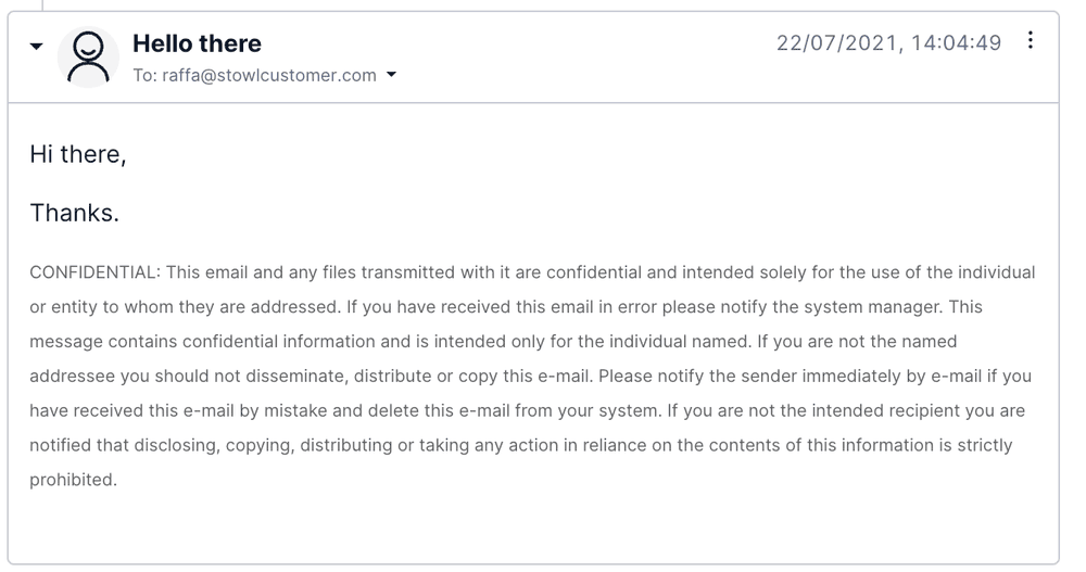 Email to raffa@stowlcustomer.com with a confidentiality notice.