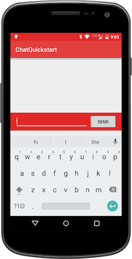 ChatQuickstart app with text input and send button.
