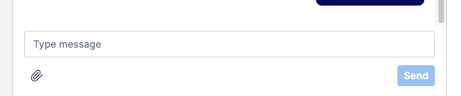 Chat input box with attach file icon and send button.