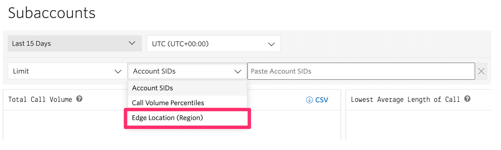 Subaccount dashboard with region filter set to Edge Location.